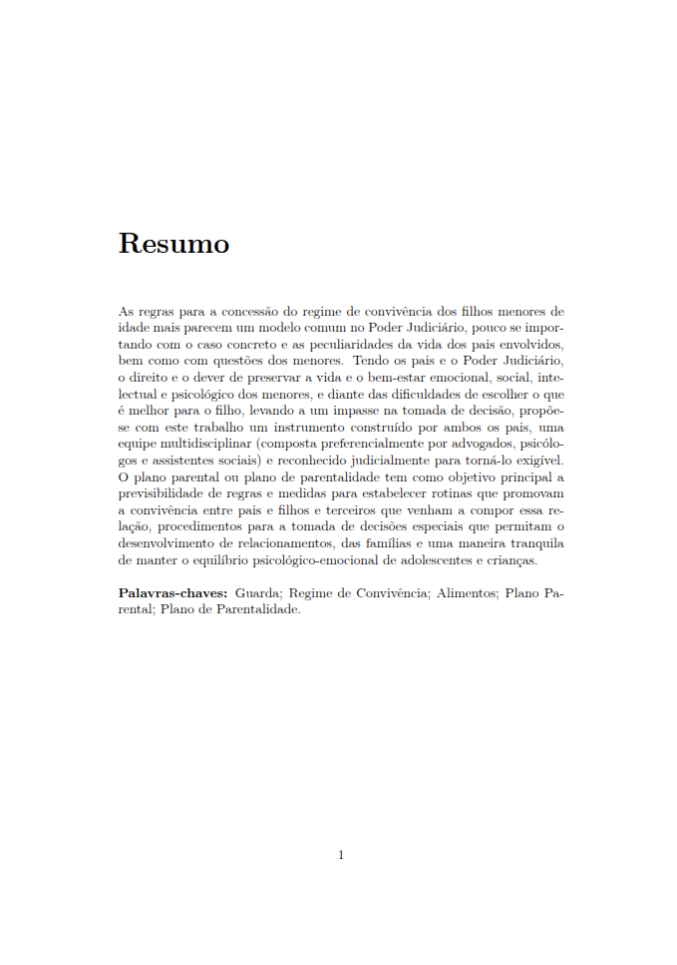 Segunda página da tese sobre Plano Parental